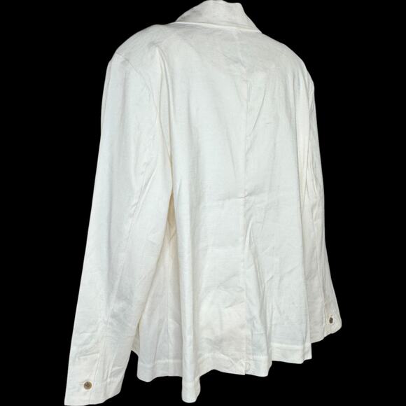 Studio Park x Leah Williams Elevated Linen Blazer Ivory XL Tuxedo Lapel NWOT - Picture 11 of 15